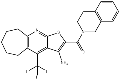 2-(3,4-dihydroisoquinolin-2(1H)-ylcarbonyl)-4-(trifluoromethyl)-6,7,8,9-tetrahydro-5H-cyclohepta[b]thieno[3,2-e]pyridin-3-ylamine Structure