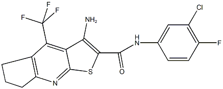 3-amino-N-(3-chloro-4-fluorophenyl)-4-(trifluoromethyl)-6,7-dihydro-5H-cyclopenta[b]thieno[3,2-e]pyridine-2-carboxamide 구조식 이미지