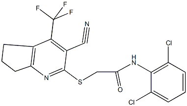 2-{[3-cyano-4-(trifluoromethyl)-6,7-dihydro-5H-cyclopenta[b]pyridin-2-yl]sulfanyl}-N-(2,6-dichlorophenyl)acetamide Structure