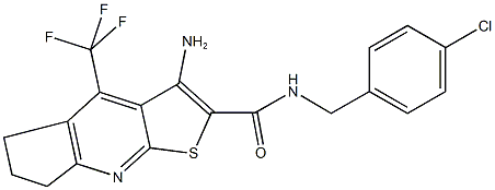 3-amino-N-(4-chlorobenzyl)-4-(trifluoromethyl)-6,7-dihydro-5H-cyclopenta[b]thieno[3,2-e]pyridine-2-carboxamide Structure