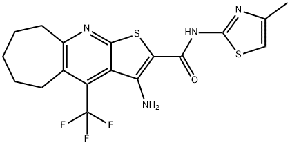 3-amino-N-(4-methyl-1,3-thiazol-2-yl)-4-(trifluoromethyl)-6,7,8,9-tetrahydro-5H-cyclohepta[b]thieno[3,2-e]pyridine-2-carboxamide 구조식 이미지