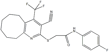 2-{[3-cyano-4-(trifluoromethyl)-5,6,7,8,9,10-hexahydrocycloocta[b]pyridin-2-yl]sulfanyl}-N-(4-fluorophenyl)acetamide Structure