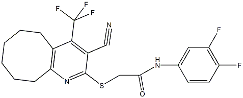 2-{[3-cyano-4-(trifluoromethyl)-5,6,7,8,9,10-hexahydrocycloocta[b]pyridin-2-yl]sulfanyl}-N-(3,4-difluorophenyl)acetamide Structure