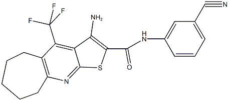 3-amino-N-(3-cyanophenyl)-4-(trifluoromethyl)-6,7,8,9-tetrahydro-5H-cyclohepta[b]thieno[3,2-e]pyridine-2-carboxamide Structure