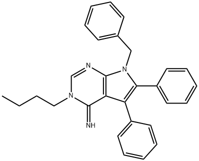 7-benzyl-3-butyl-5,6-diphenyl-3,7-dihydro-4H-pyrrolo[2,3-d]pyrimidin-4-imine Structure