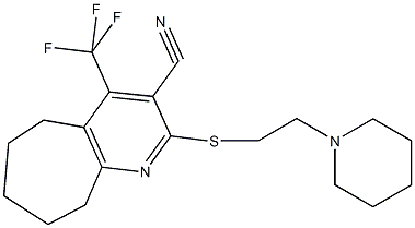 2-[(2-piperidin-1-ylethyl)sulfanyl]-4-(trifluoromethyl)-6,7,8,9-tetrahydro-5H-cyclohepta[b]pyridine-3-carbonitrile Structure