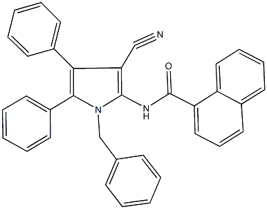 N-(1-benzyl-3-cyano-4,5-diphenyl-1H-pyrrol-2-yl)-1-naphthamide 구조식 이미지