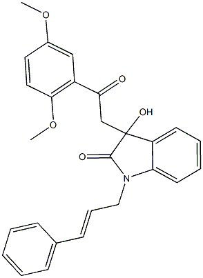 1-cinnamyl-3-[2-(2,5-dimethoxyphenyl)-2-oxoethyl]-3-hydroxy-1,3-dihydro-2H-indol-2-one 구조식 이미지