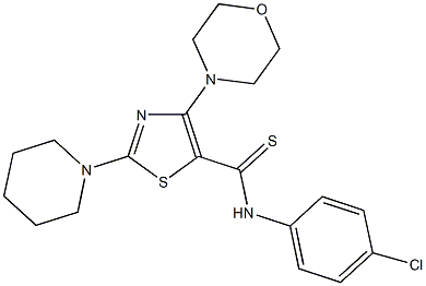 N-(4-chlorophenyl)-4-(4-morpholinyl)-2-(1-piperidinyl)-1,3-thiazole-5-carbothioamide Structure