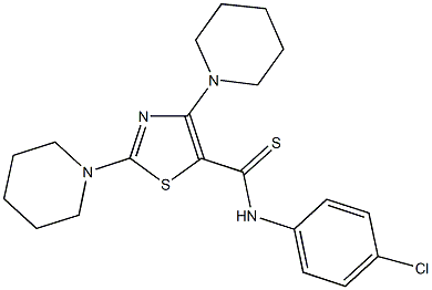 N-(4-chlorophenyl)-2,4-di(1-piperidinyl)-1,3-thiazole-5-carbothioamide 구조식 이미지