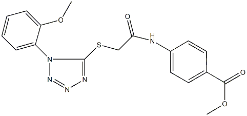 methyl 4-[({[1-(2-methoxyphenyl)-1H-tetraazol-5-yl]sulfanyl}acetyl)amino]benzoate 구조식 이미지