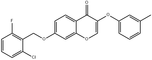 7-[(2-chloro-6-fluorobenzyl)oxy]-3-(3-methylphenoxy)-4H-chromen-4-one Structure