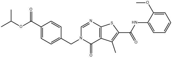 isopropyl 4-[(6-[(2-methoxyanilino)carbonyl]-5-methyl-4-oxothieno[2,3-d]pyrimidin-3(4H)-yl)methyl]benzoate Structure