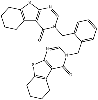 3-{2-[(4-oxo-5,6,7,8-tetrahydro[1]benzothieno[2,3-d]pyrimidin-3(4H)-yl)methyl]benzyl}-5,6,7,8-tetrahydro[1]benzothieno[2,3-d]pyrimidin-4(3H)-one 구조식 이미지