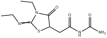 N-{[3-ethyl-2-(ethylimino)-4-oxo-1,3-thiazolidin-5-yl]acetyl}urea 구조식 이미지