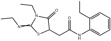 2-[3-ethyl-2-(ethylimino)-4-oxo-1,3-thiazolidin-5-yl]-N-(2-ethylphenyl)acetamide 구조식 이미지