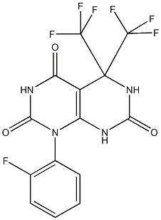 1-(2-fluorophenyl)-5,5-bis(trifluoromethyl)-5,8-dihydropyrimido[4,5-d]pyrimidine-2,4,7(1H,3H,6H)-trione Structure