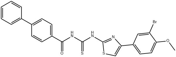 N-([1,1'-biphenyl]-4-ylcarbonyl)-N'-[4-(3-bromo-4-methoxyphenyl)-1,3-thiazol-2-yl]thiourea Structure