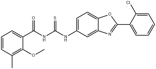 N-[2-(2-chlorophenyl)-1,3-benzoxazol-5-yl]-N'-(2-methoxy-3-methylbenzoyl)thiourea Structure