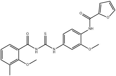 N-[2-methoxy-4-({[(2-methoxy-3-methylbenzoyl)amino]carbothioyl}amino)phenyl]-2-furamide 구조식 이미지