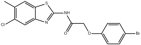 2-(4-bromophenoxy)-N-(5-chloro-6-methyl-1,3-benzothiazol-2-yl)acetamide 구조식 이미지