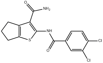 2-[(3,4-dichlorobenzoyl)amino]-5,6-dihydro-4H-cyclopenta[b]thiophene-3-carboxamide 구조식 이미지