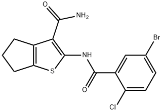 2-[(5-bromo-2-chlorobenzoyl)amino]-5,6-dihydro-4H-cyclopenta[b]thiophene-3-carboxamide Structure