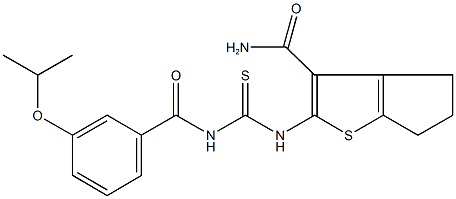 2-({[(3-isopropoxybenzoyl)amino]carbothioyl}amino)-5,6-dihydro-4H-cyclopenta[b]thiophene-3-carboxamide 구조식 이미지