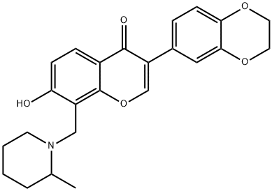 3-(2,3-dihydro-1,4-benzodioxin-6-yl)-7-hydroxy-8-[(2-methyl-1-piperidinyl)methyl]-4H-chromen-4-one Structure