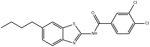 N-(6-butyl-1,3-benzothiazol-2-yl)-3,4-dichlorobenzamide 구조식 이미지