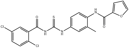 N-[4-({[(2,5-dichlorobenzoyl)amino]carbothioyl}amino)-2-methylphenyl]-2-furamide 구조식 이미지