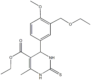 ethyl 4-[3-(ethoxymethyl)-4-methoxyphenyl]-6-methyl-2-thioxo-1,2,3,4-tetrahydro-5-pyrimidinecarboxylate Structure