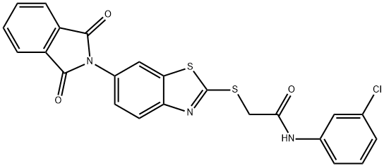 N-(3-chlorophenyl)-2-{[6-(1,3-dioxo-1,3-dihydro-2H-isoindol-2-yl)-1,3-benzothiazol-2-yl]sulfanyl}acetamide 구조식 이미지