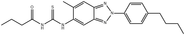 N-[2-(4-butylphenyl)-6-methyl-2H-1,2,3-benzotriazol-5-yl]-N'-butyrylthiourea 구조식 이미지