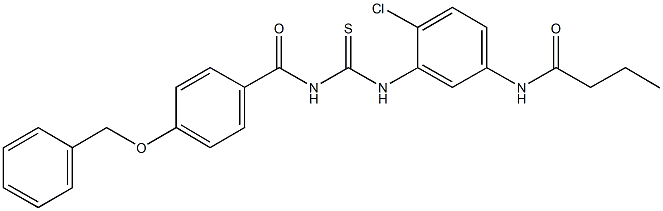 N-{3-[({[4-(benzyloxy)benzoyl]amino}carbothioyl)amino]-4-chlorophenyl}butanamide 구조식 이미지