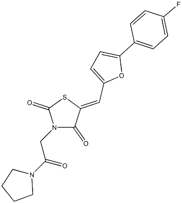 5-{[5-(4-fluorophenyl)-2-furyl]methylene}-3-[2-oxo-2-(1-pyrrolidinyl)ethyl]-1,3-thiazolidine-2,4-dione 구조식 이미지