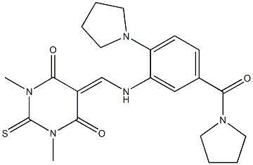 1,3-dimethyl-5-{[2-(1-pyrrolidinyl)-5-(1-pyrrolidinylcarbonyl)anilino]methylene}-2-thioxodihydro-4,6(1H,5H)-pyrimidinedione Structure