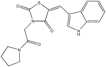 5-(1H-indol-3-ylmethylene)-3-[2-oxo-2-(1-pyrrolidinyl)ethyl]-1,3-thiazolidine-2,4-dione Structure