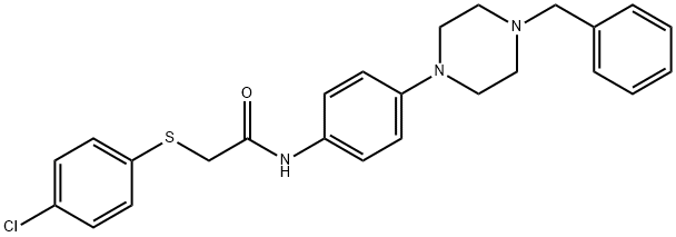 N-[4-(4-benzyl-1-piperazinyl)phenyl]-2-[(4-chlorophenyl)sulfanyl]acetamide 구조식 이미지