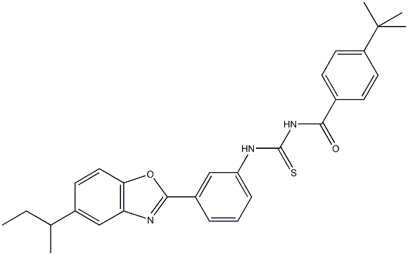 N-[3-(5-sec-butyl-1,3-benzoxazol-2-yl)phenyl]-N'-(4-tert-butylbenzoyl)thiourea Structure