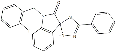 1-(2-fluorobenzyl)-5'-phenyl-1,2',3,3'-tetrahydrospiro(2H-indole-3,2'-[1,3,4]-thiadiazole)-2-one Structure