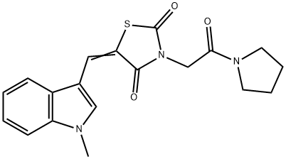 5-[(1-methyl-1H-indol-3-yl)methylene]-3-[2-oxo-2-(1-pyrrolidinyl)ethyl]-1,3-thiazolidine-2,4-dione 구조식 이미지