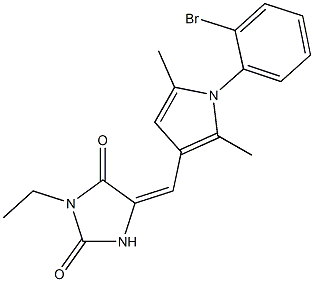 5-{[1-(2-bromophenyl)-2,5-dimethyl-1H-pyrrol-3-yl]methylene}-3-ethyl-2,4-imidazolidinedione 구조식 이미지