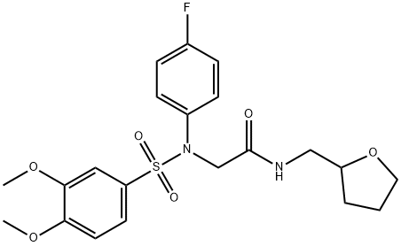 2-{[(3,4-dimethoxyphenyl)sulfonyl]-4-fluoroanilino}-N-(tetrahydro-2-furanylmethyl)acetamide Structure