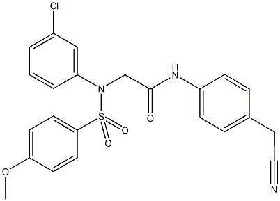 2-{3-chloro[(4-methoxyphenyl)sulfonyl]anilino}-N-[4-(cyanomethyl)phenyl]acetamide Structure