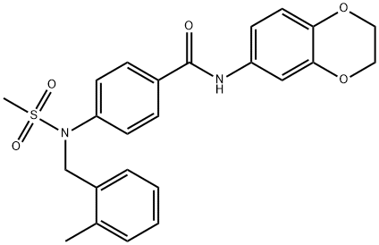 N-(2,3-dihydro-1,4-benzodioxin-6-yl)-4-[(2-methylbenzyl)(methylsulfonyl)amino]benzamide 구조식 이미지