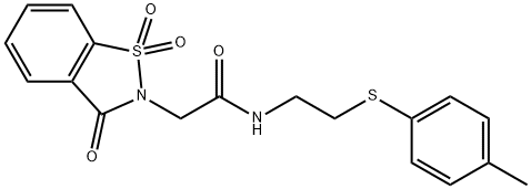 2-(1,1-dioxido-3-oxo-1,2-benzisothiazol-2(3H)-yl)-N-{2-[(4-methylphenyl)sulfanyl]ethyl}acetamide 구조식 이미지