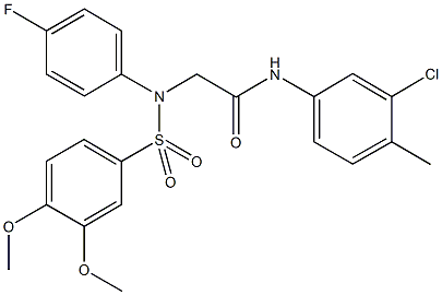 N-(3-chloro-4-methylphenyl)-2-{[(3,4-dimethoxyphenyl)sulfonyl]-4-fluoroanilino}acetamide 구조식 이미지