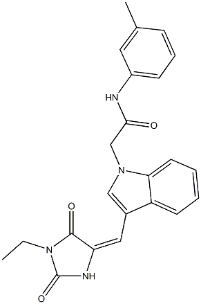 2-{3-[(1-ethyl-2,5-dioxo-4-imidazolidinylidene)methyl]-1H-indol-1-yl}-N-(3-methylphenyl)acetamide 구조식 이미지