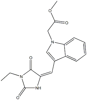 methyl {3-[(1-ethyl-2,5-dioxo-4-imidazolidinylidene)methyl]-1H-indol-1-yl}acetate Structure